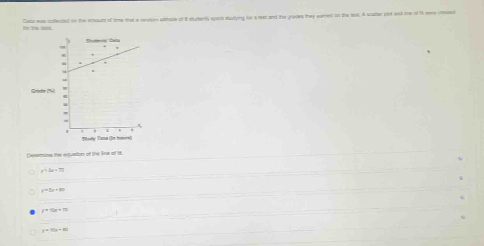 data was collected on the amount of time that a random sample of 8 stud…