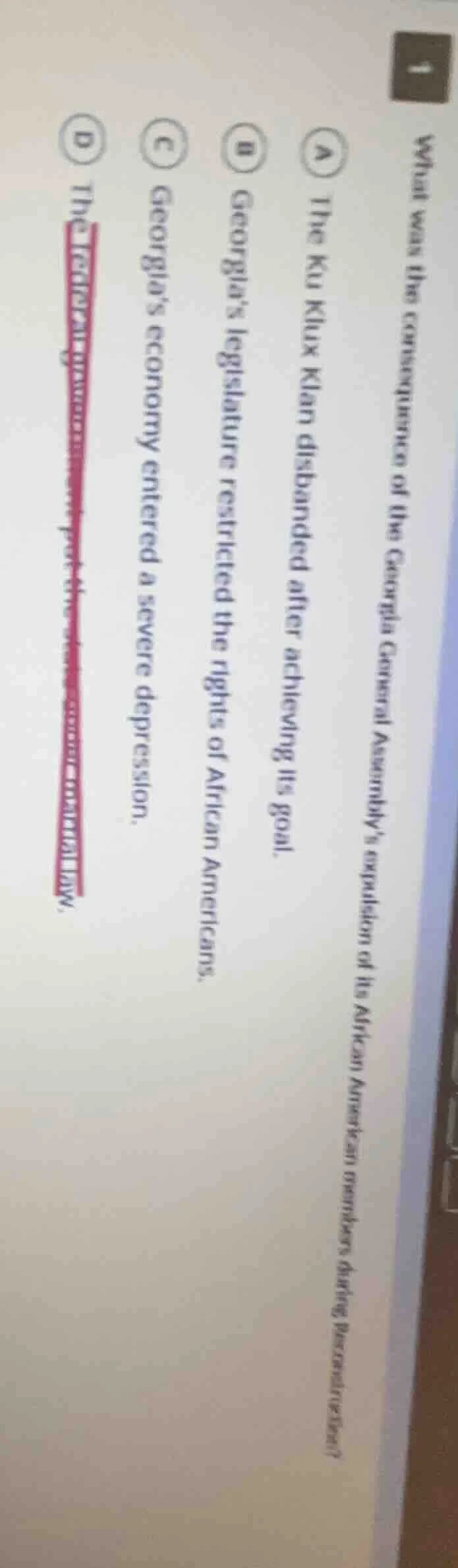 1 what was the consequence of the georgia general assemblys expulsion o…