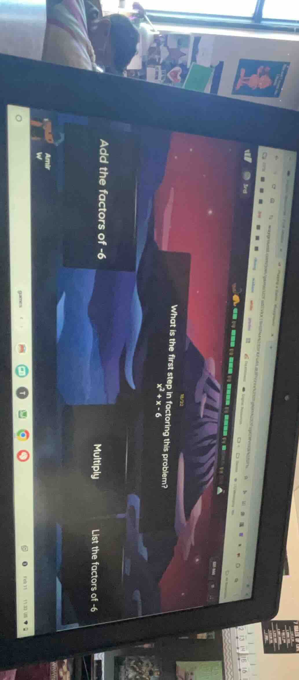 what is the first step in factoring this problem? $x^2+x-6$ options: ad…