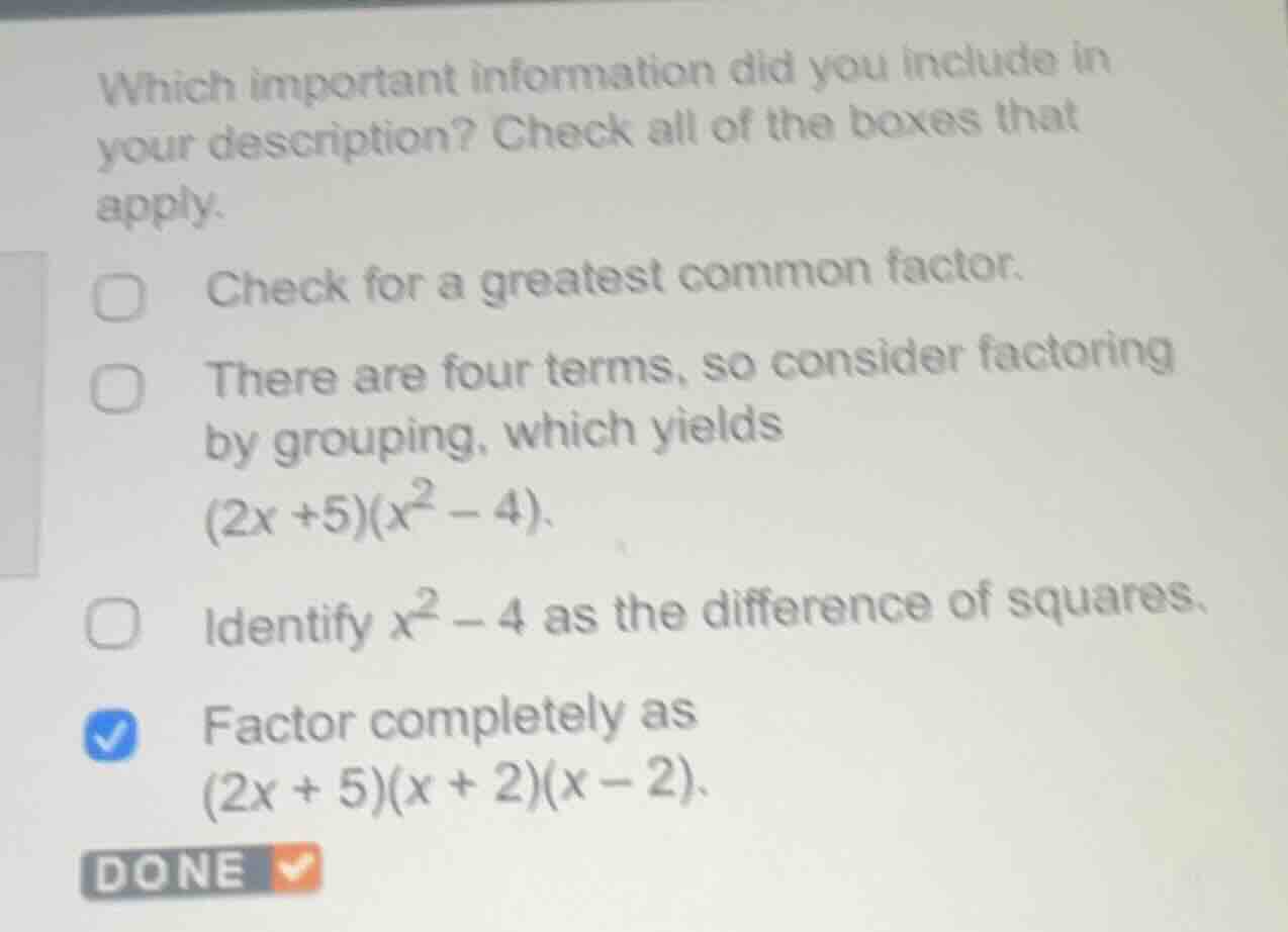 which important information did you include in your description? check …