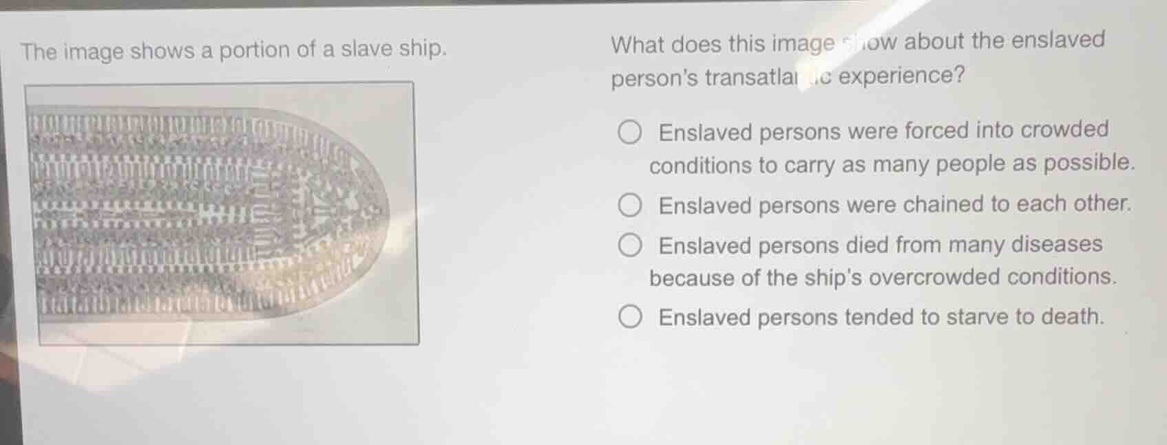 the image shows a portion of a slave ship. what does this image show ab…