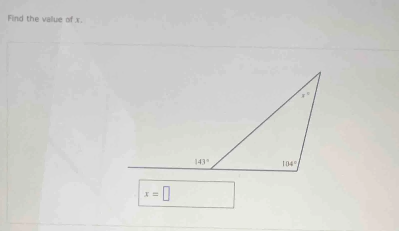 find the value of $x$. $x = \\square$