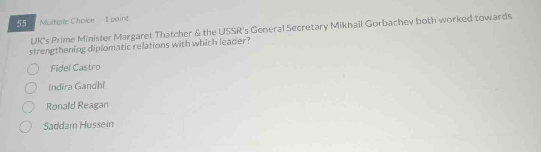 55 multiple choice 1 point uks prime minister margaret thatcher & the u…