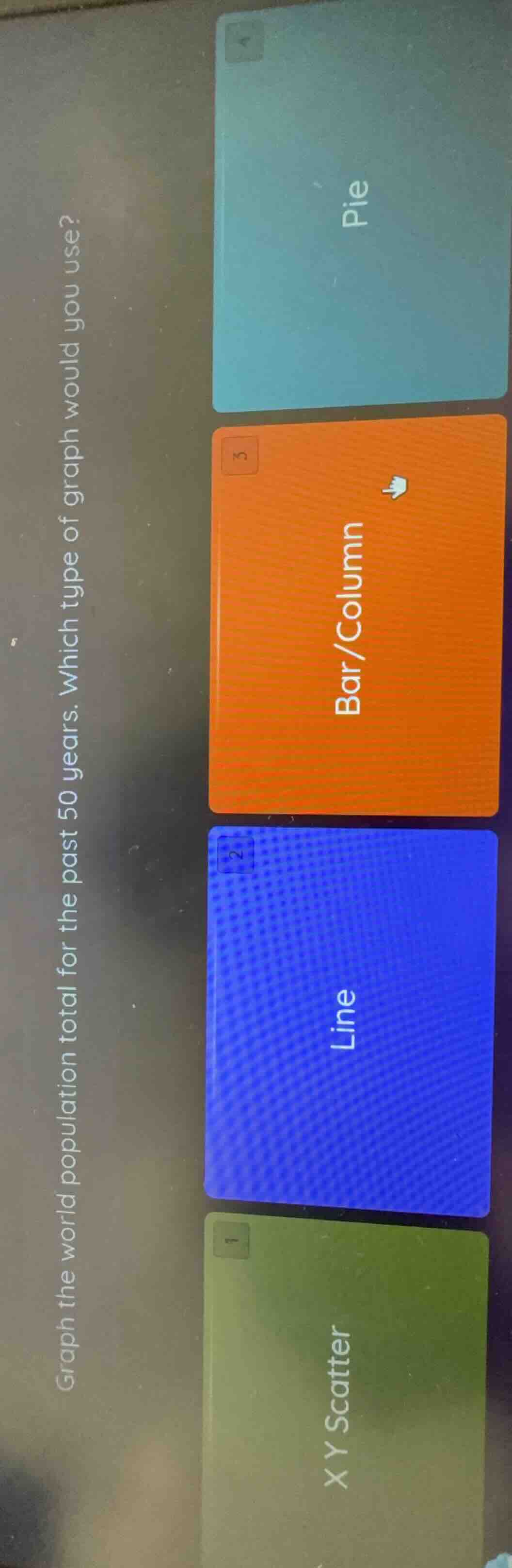 graph the world population total for the past 50 years. which type of g…