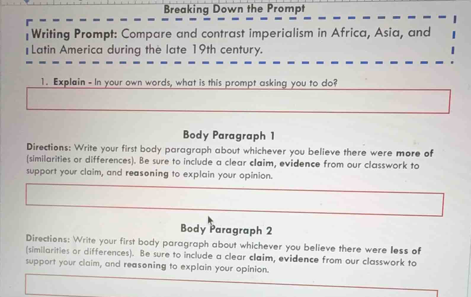 breaking down the prompt writing prompt: compare and contrast imperiali…