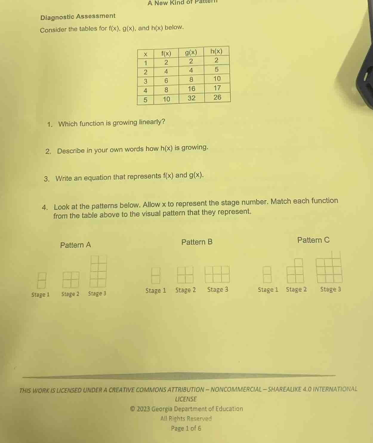 a new kind of patterndiagnostic assessmentconsider the tables for f(x),…
