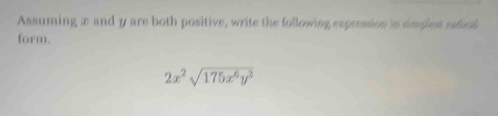 assuming $x$ and $y$ are both positive, write the following expression …