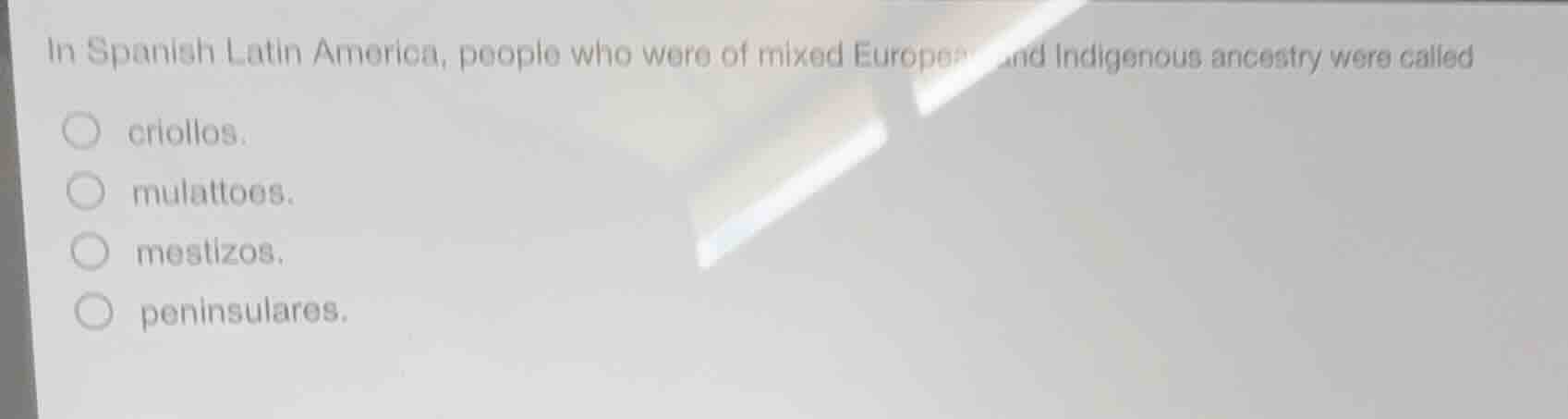 in spanish latin america, people who were of mixed european and indigen…