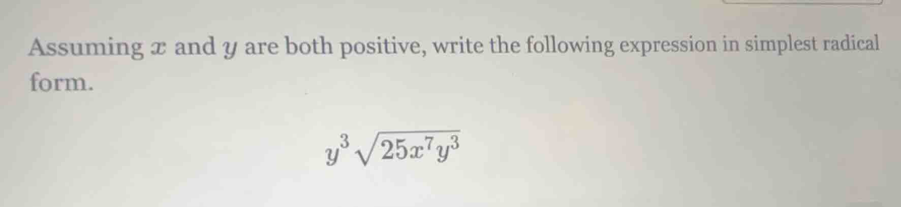 assuming $x$ and $y$ are both positive, write the following expression …