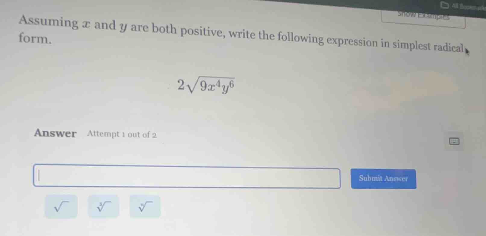 assuming $x$ and $y$ are both positive, write the following expression …