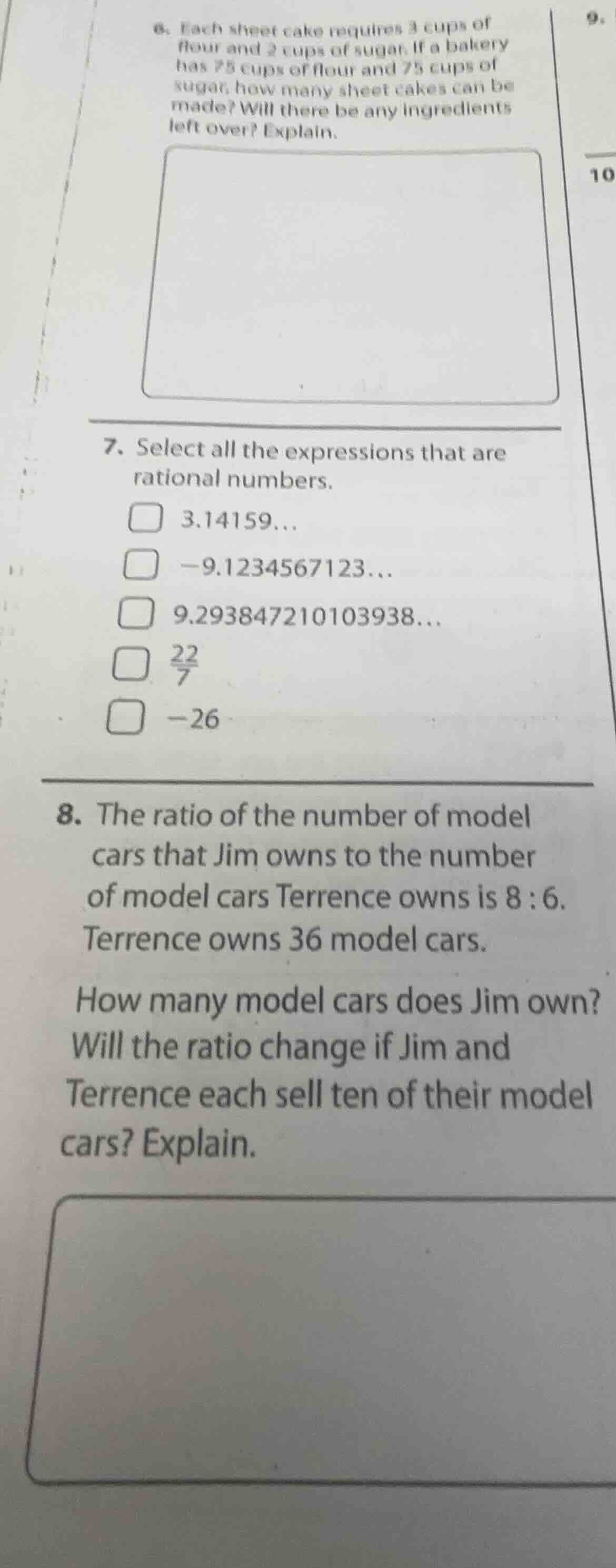 6. each sheet cake requires 3 cups of flour and 2 cups of sugar. if a b…