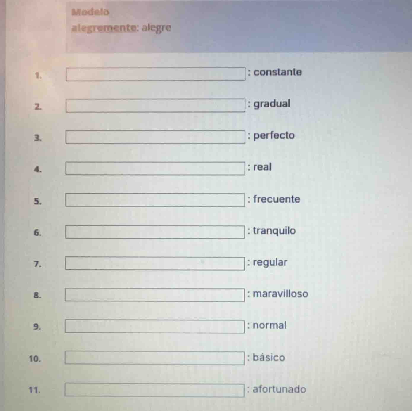 modelo alegremente: alegre 1. □: constante 2. □: gradual 3. □: perfecto…