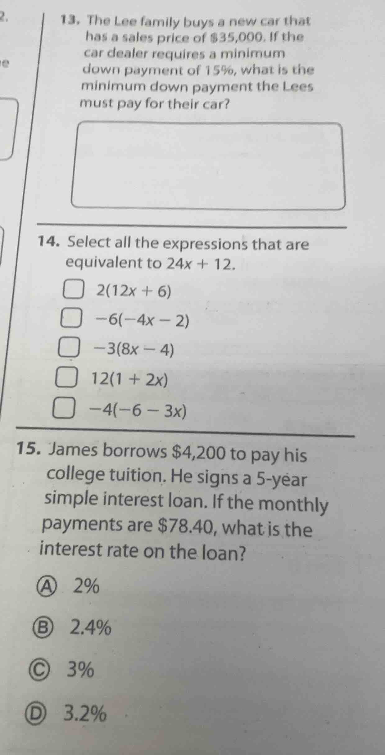 13. the lee family buys a new car that has a sales price of $35,000. if…