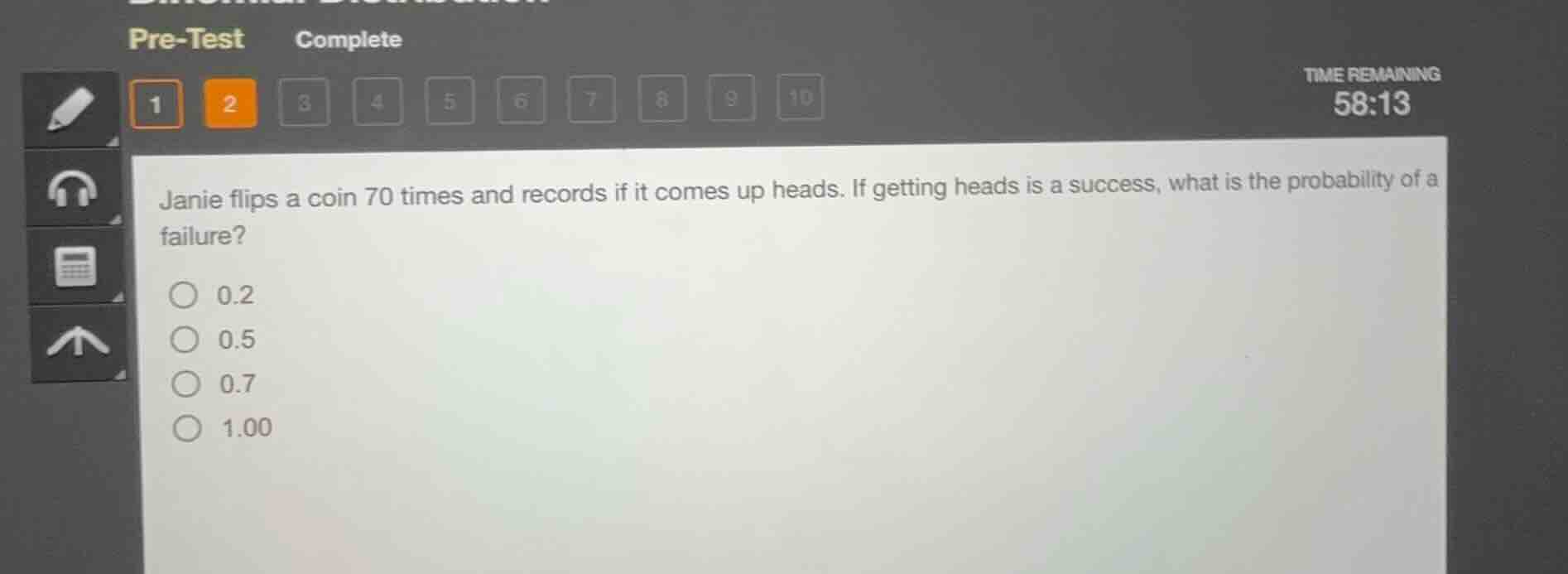 pre-test complete time remaining 58:13 1 2 3 4 5 6 7 8 9 10 janie flips…