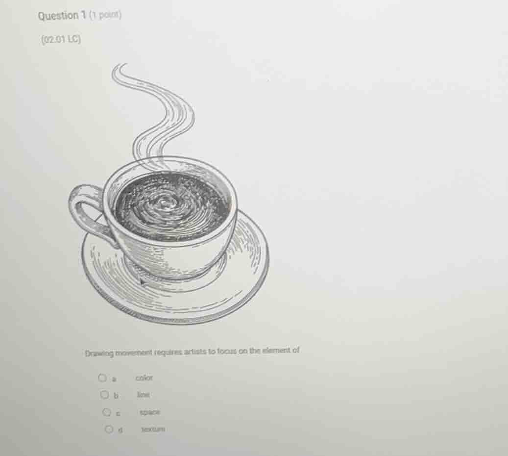 question 1 (1 point)(02.01 lc)drawing movement requires artists to focu…