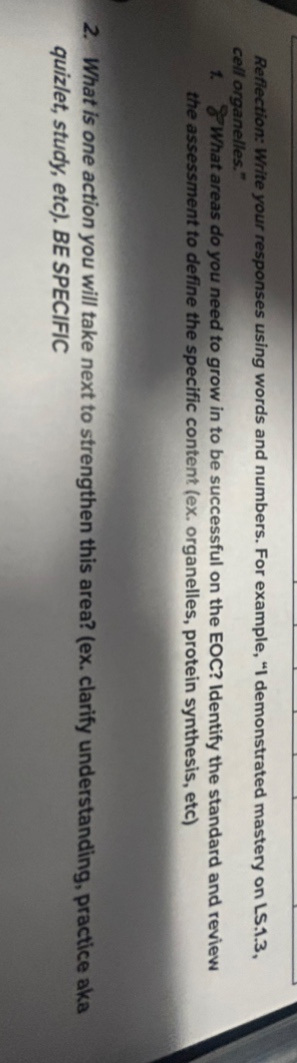 reflection: write your responses using words and numbers. for example, …