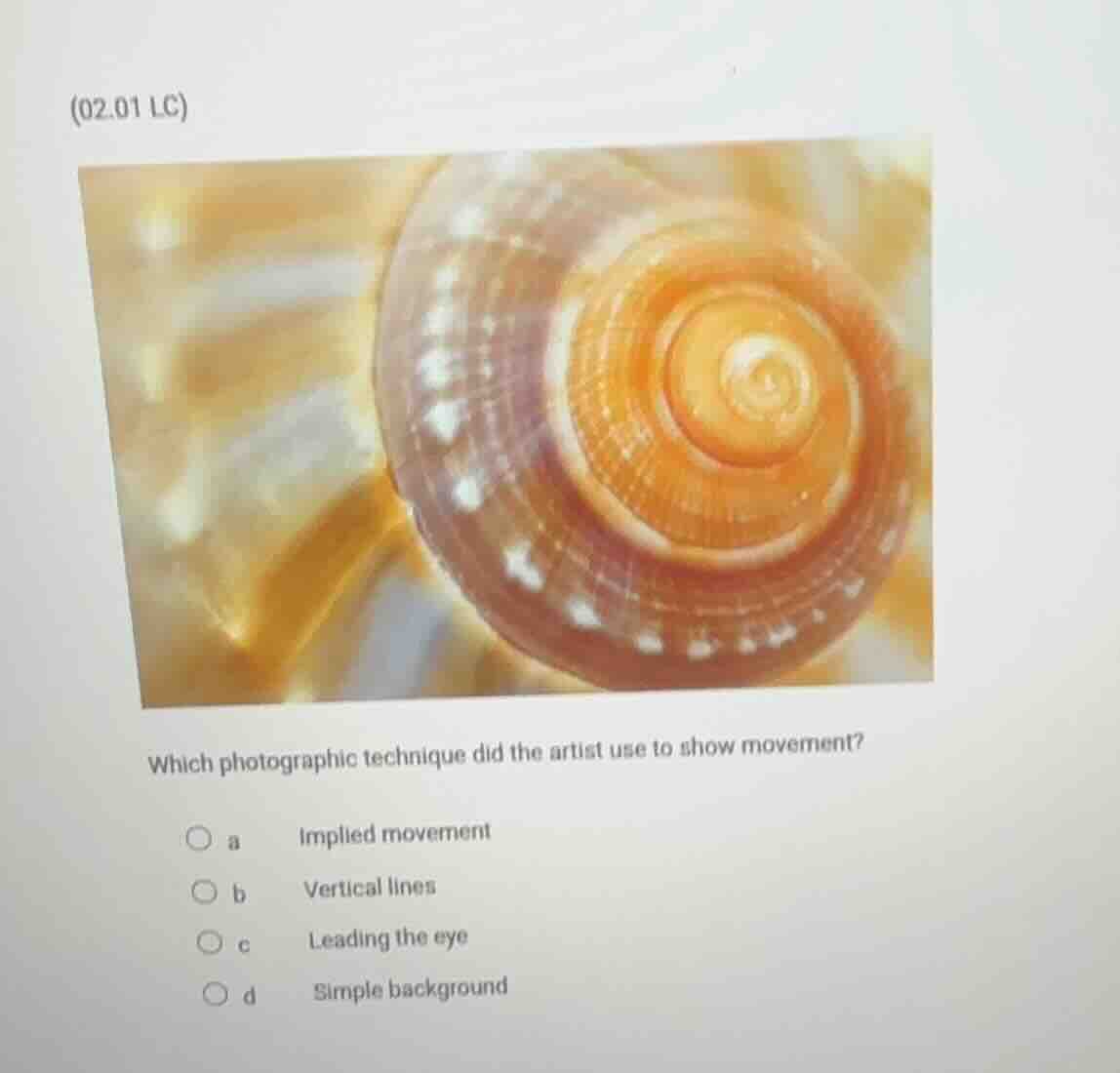 (02.01 lc) which photographic technique did the artist use to show move…