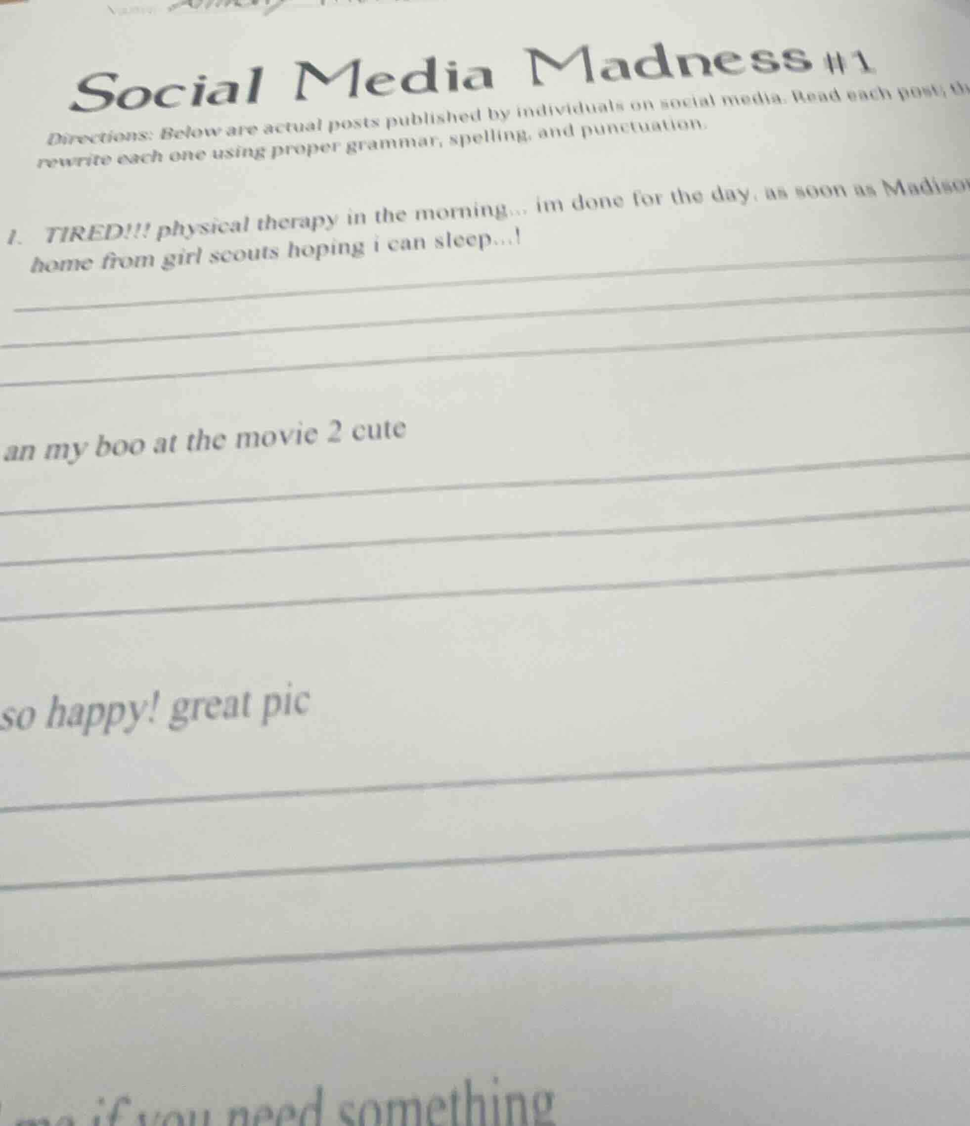 social media madness #1 directions: below are actual posts published by…