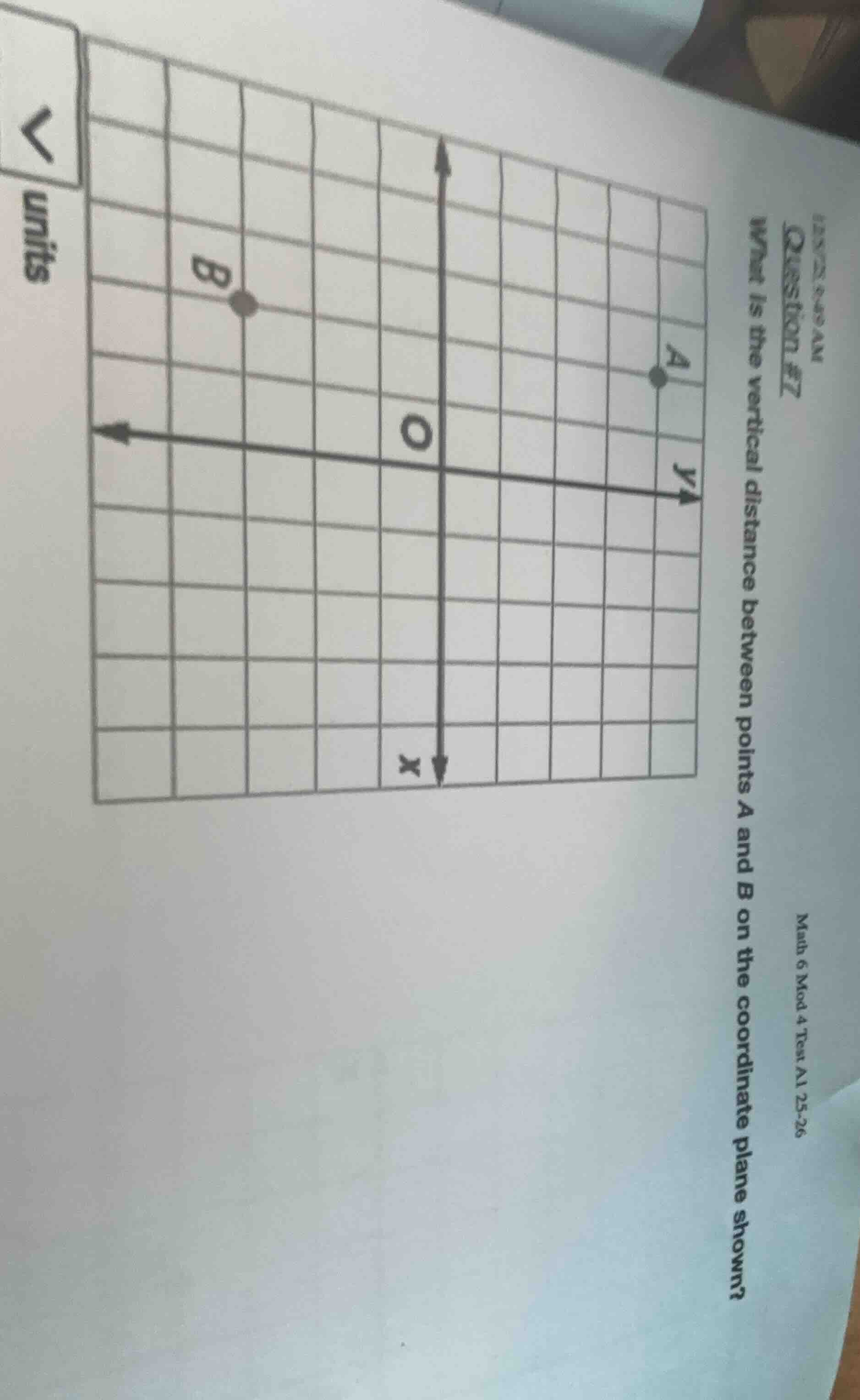 question #7 what is the vertical distance between points a and b on the…