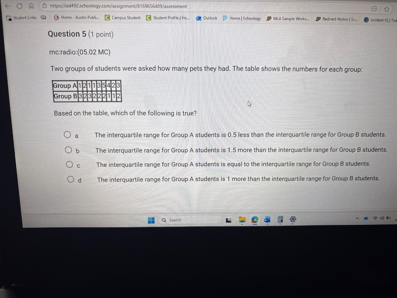 question 5 (1 point)mc:radio:(05.02 mc)two groups of students were aske…