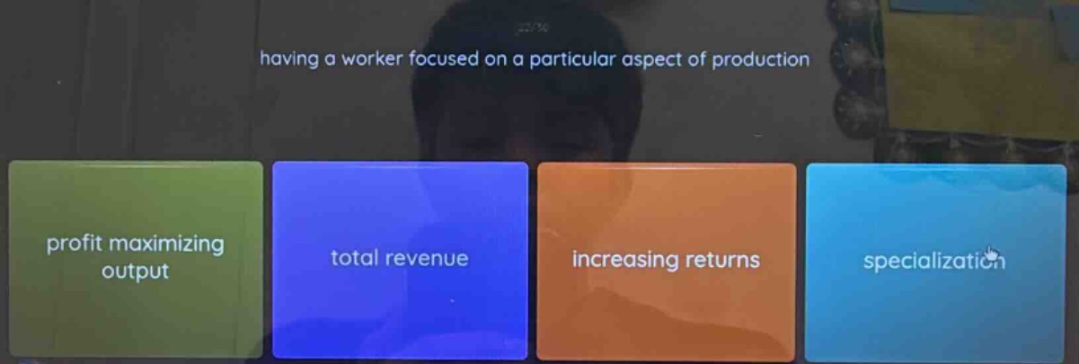 having a worker focused on a particular aspect of production profit max…