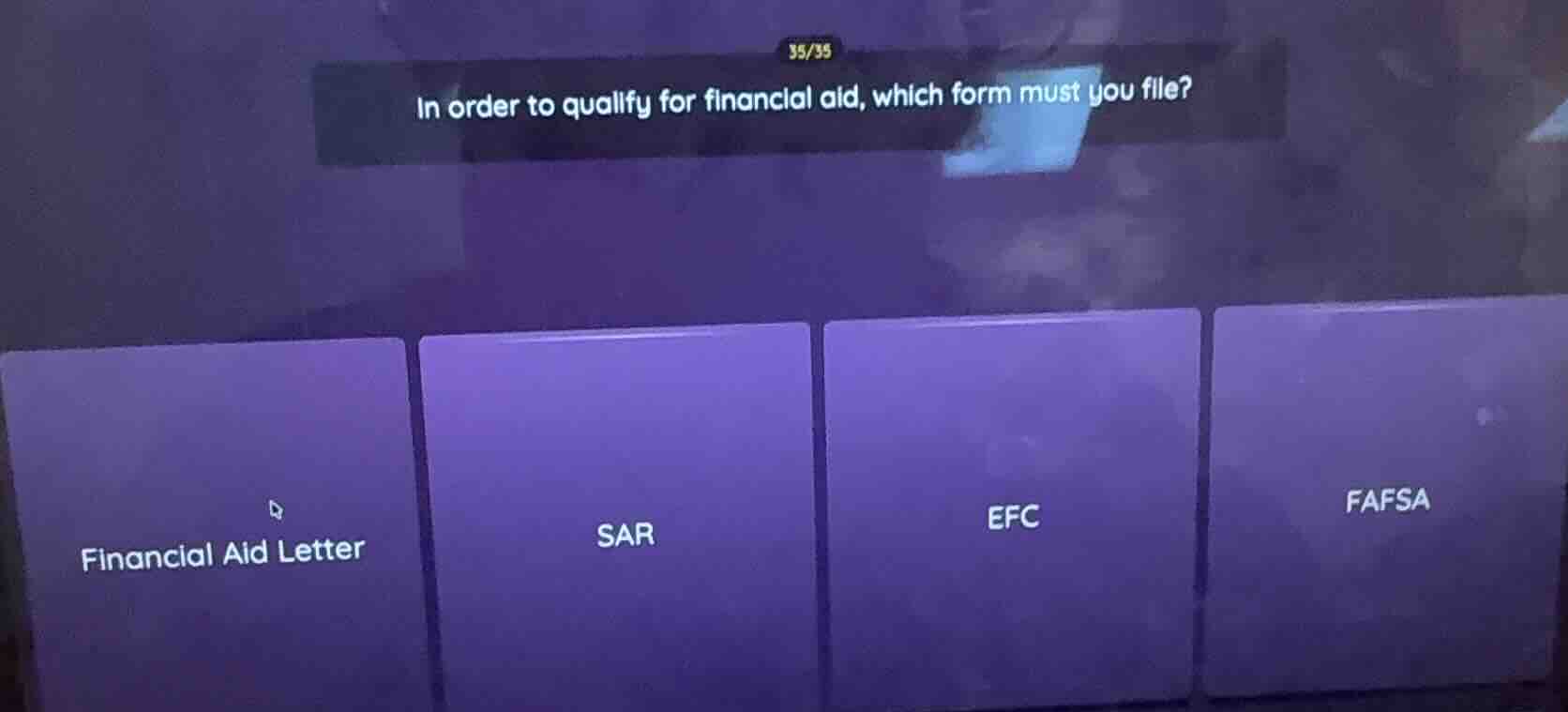 35/35 in order to qualify for financial aid, which form must you file? …