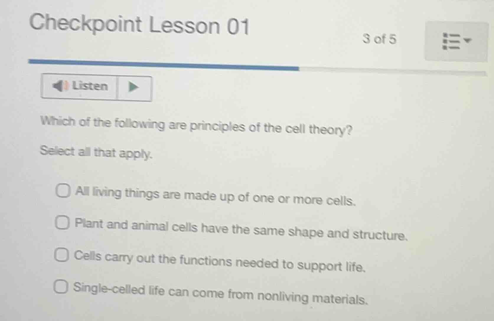checkpoint lesson 01 3 of 5 listen which of the following are principle…