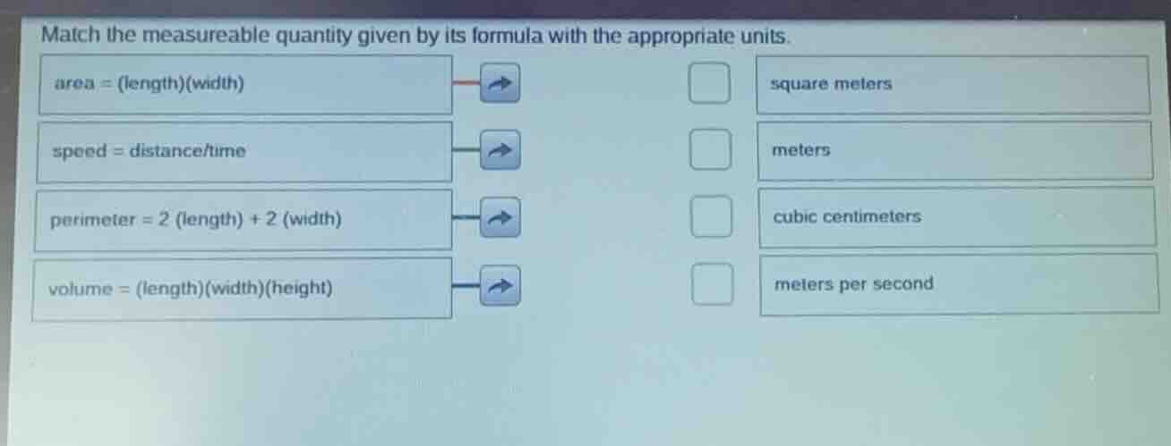 match the measureable quantity given by its formula with the appropriat…