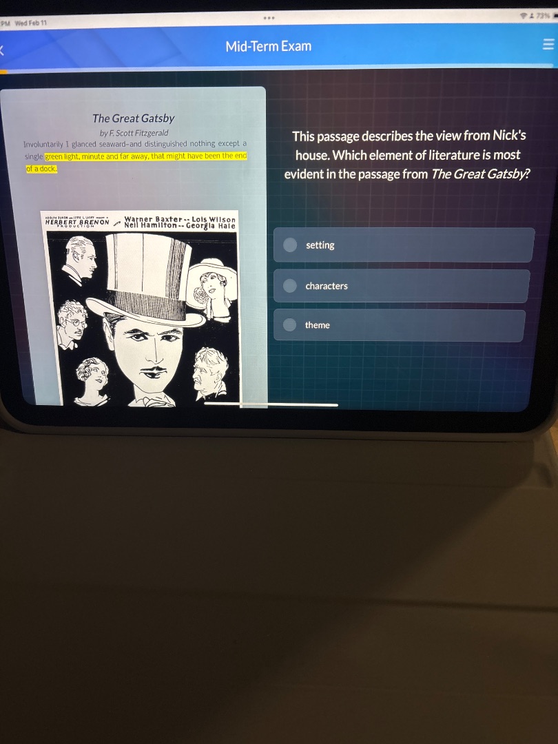 mid-term exam the great gatsby by f. scott fitzgerald involuntarily i g…