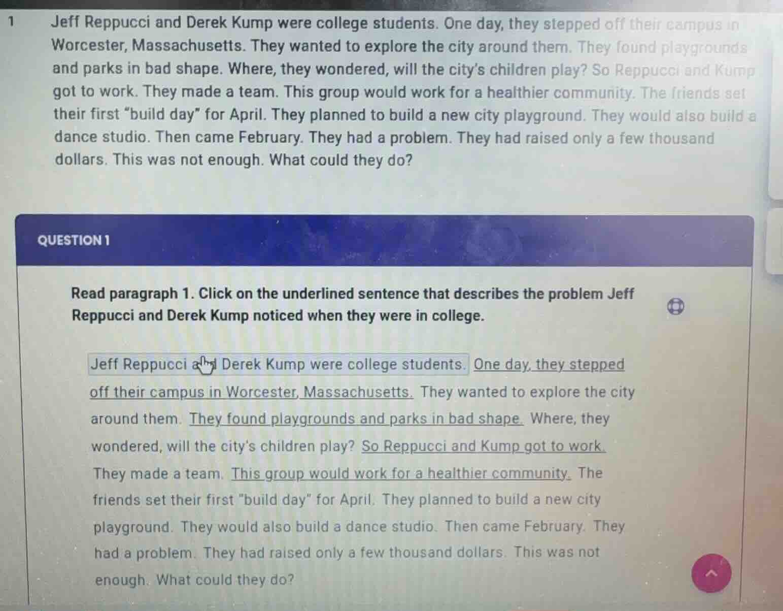 1 jeff reppucci and derek kump were college students. one day, they ste…