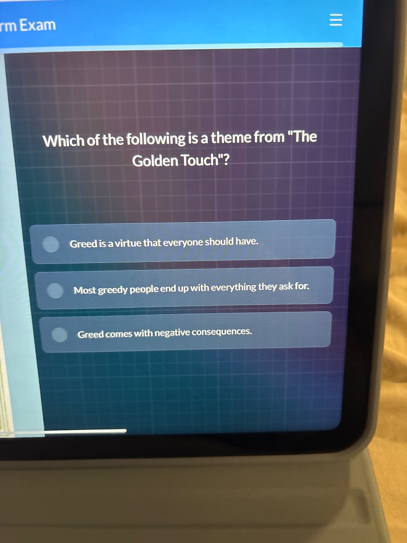 rm exam which of the following is a theme from \the golden touch\? gree…