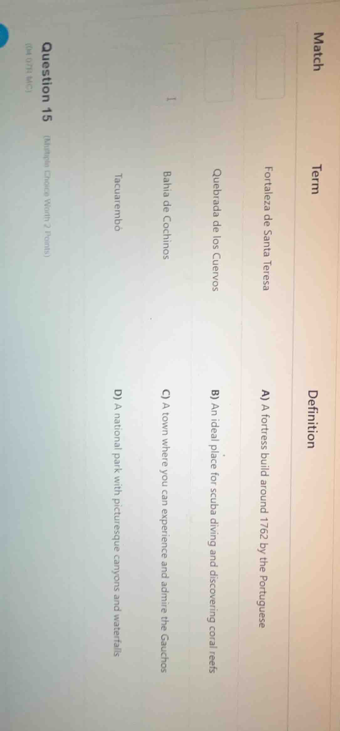 match term fortaleza de santa teresa quebrada de los cuervos bahia de c…