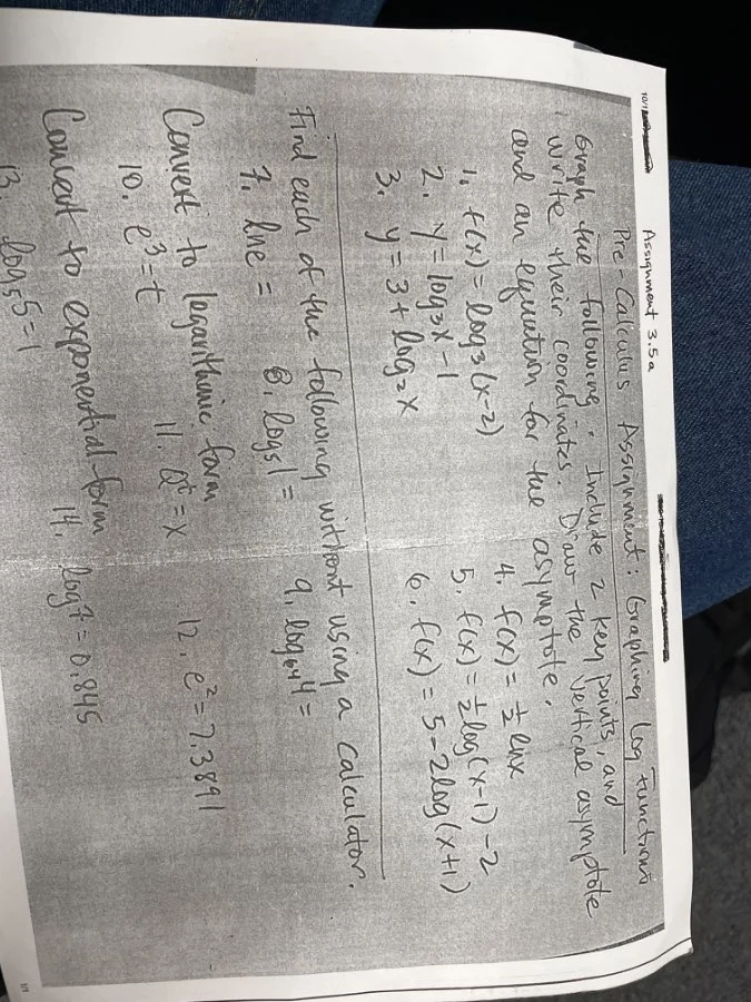 assignment 3.5a pre-calculus assignment: graphing log functions graph t…