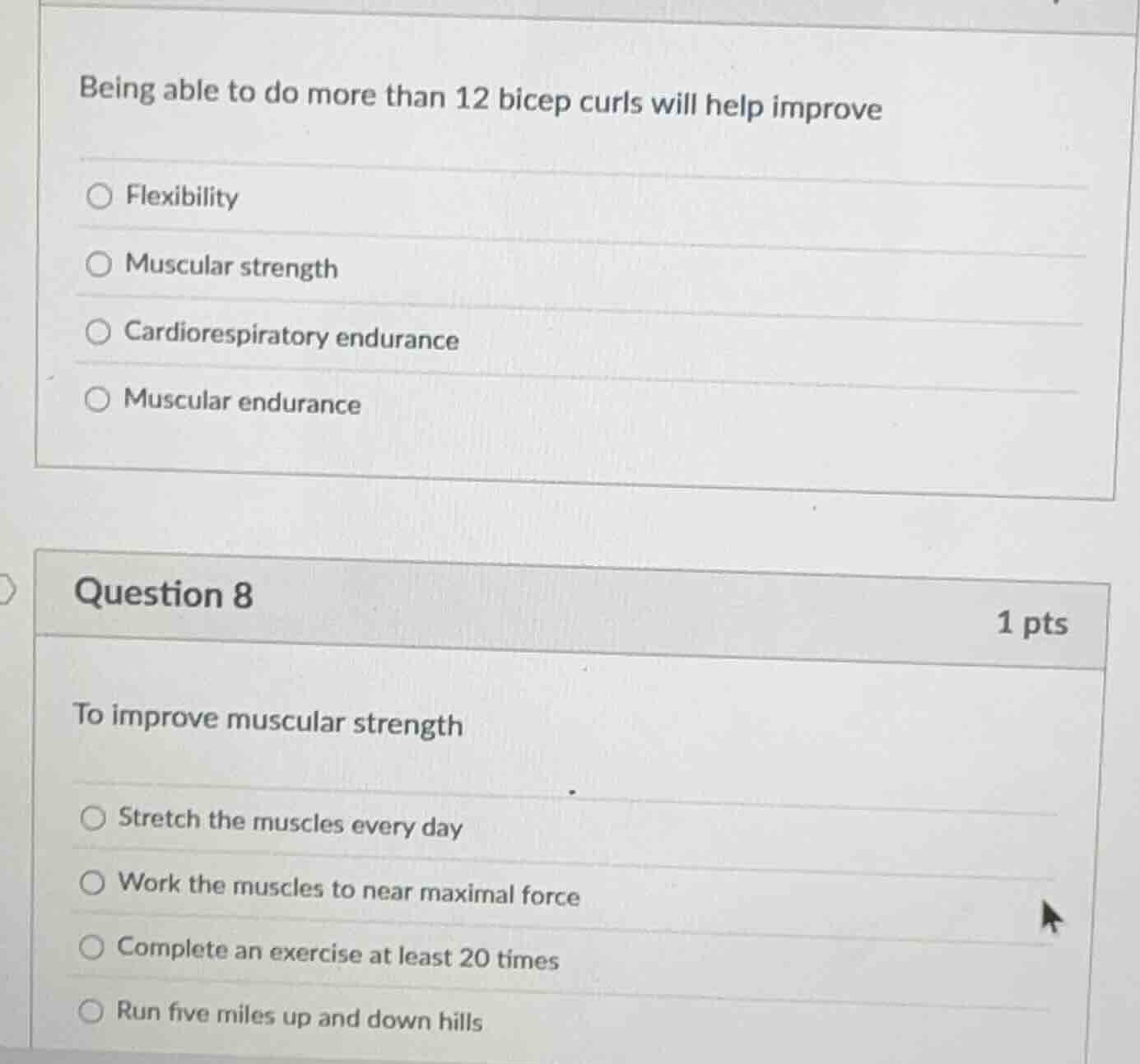 being able to do more than 12 bicep curls will help improve○ flexibilit…