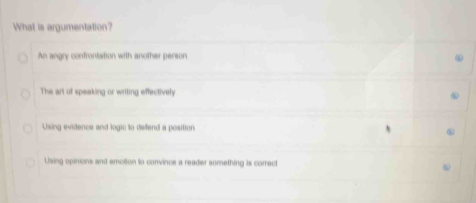 what is argumentation?an angry confrontation with another personthe art…