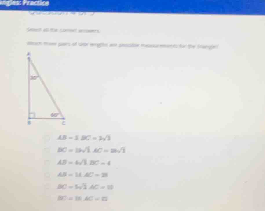 angles: practice select all the correct answers. which given pairs of s…