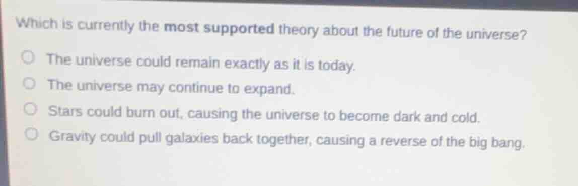 which is currently the most supported theory about the future of the un…