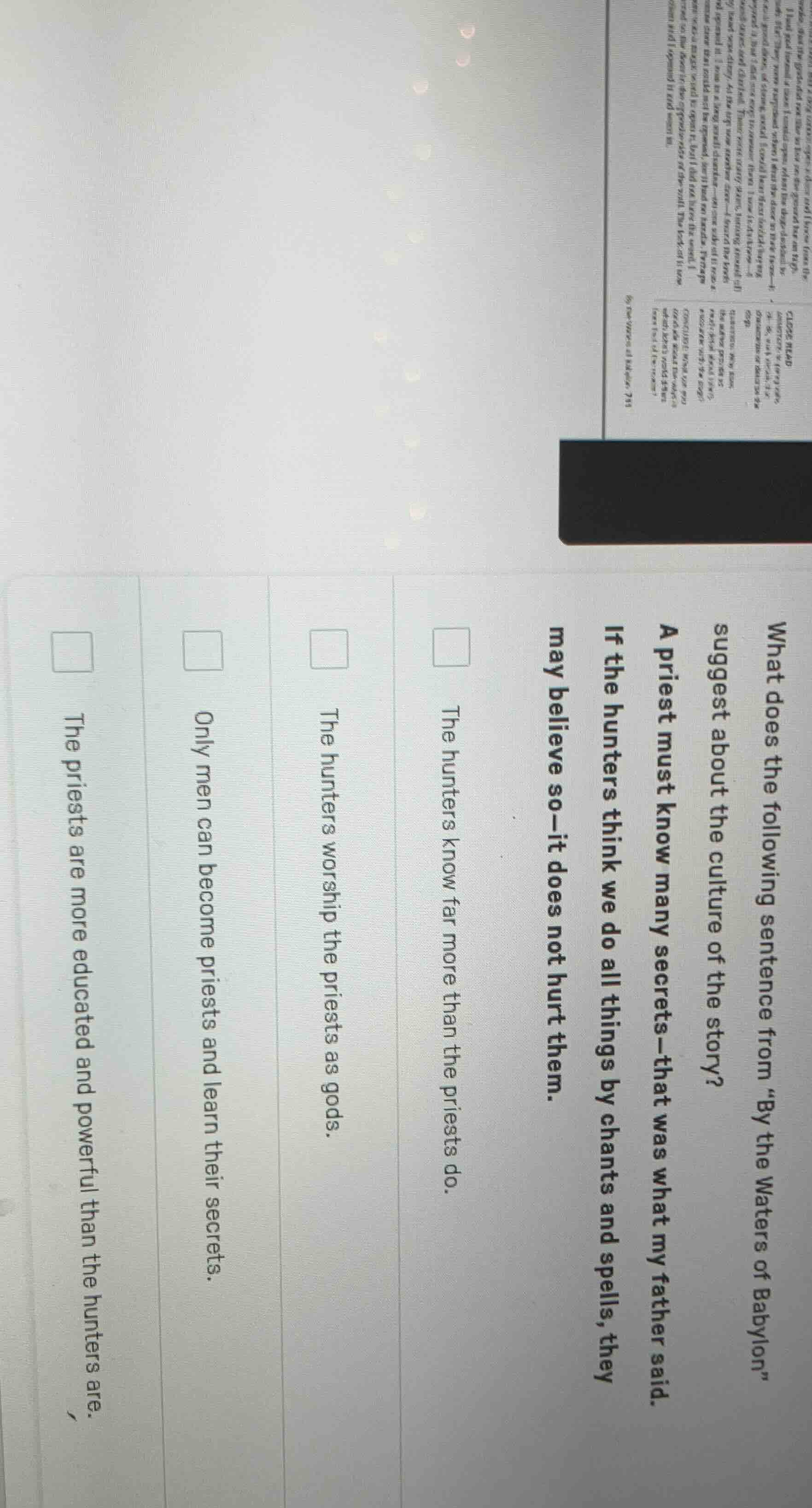 what does the following sentence from \by the waters of babylon\ sugges…