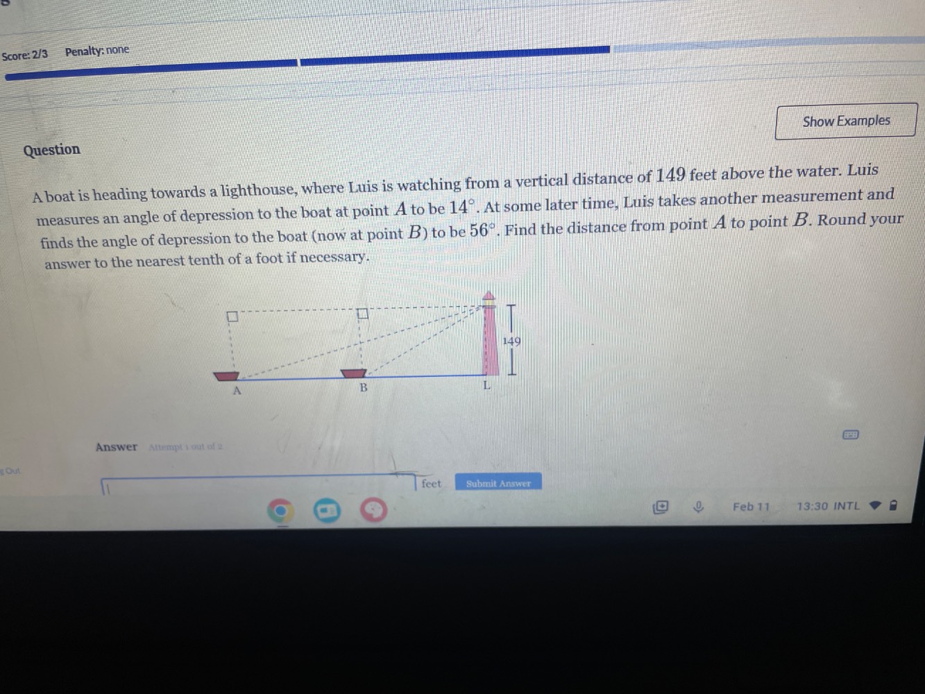 score: 2/3 penalty: none show examples question a boat is heading towar…