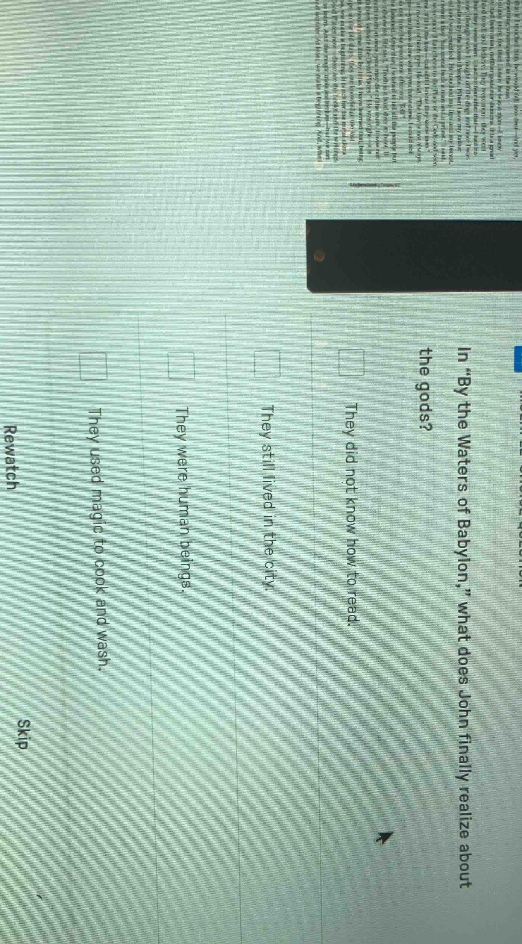 in \by the waters of babylon,\ what does john finally realize about the…