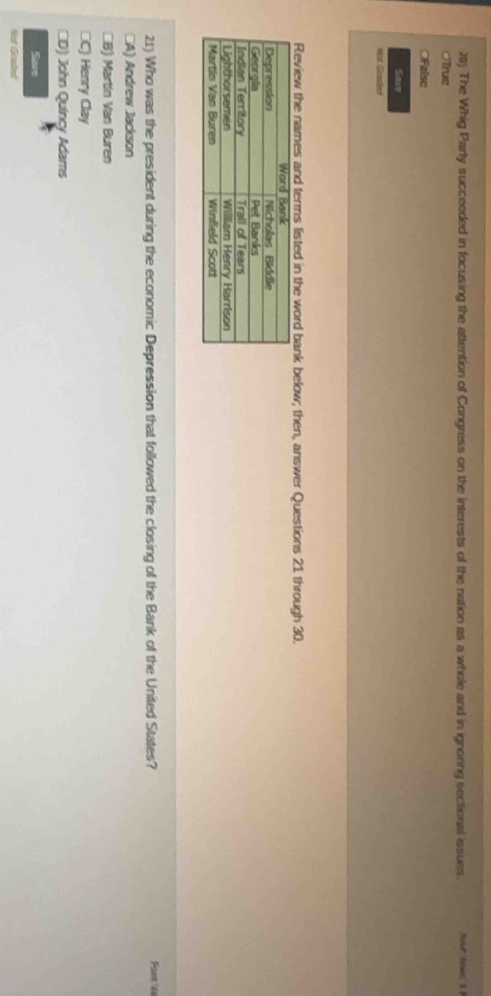 20) the whig party succeeded in focusing the attention of congress on t…