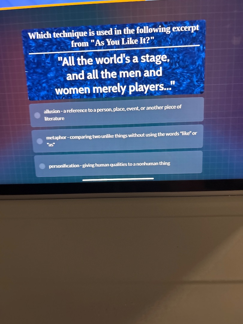 which technique is used in the following excerpt from \as you like it?\…