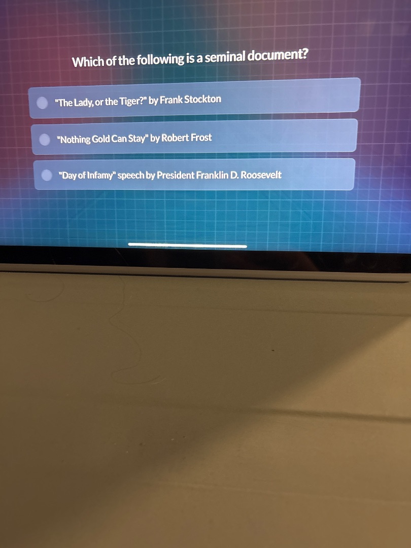 which of the following is a seminal document? \the lady, or the tiger?\…