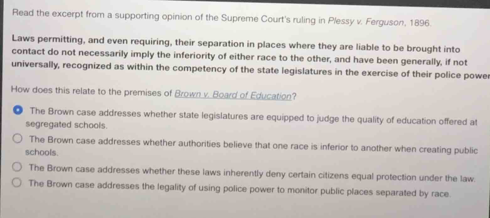 read the excerpt from a supporting opinion of the supreme courts ruling…