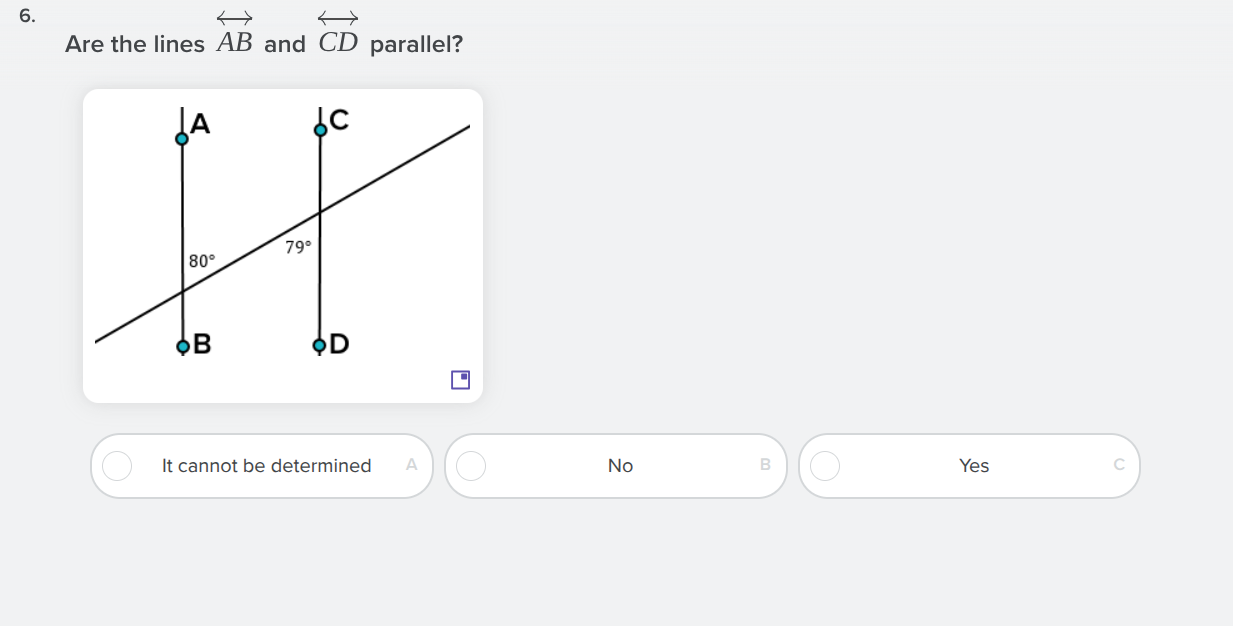6. are the lines $overleftrightarrow{ab}$ and $overleftrightarrow{cd}$ …