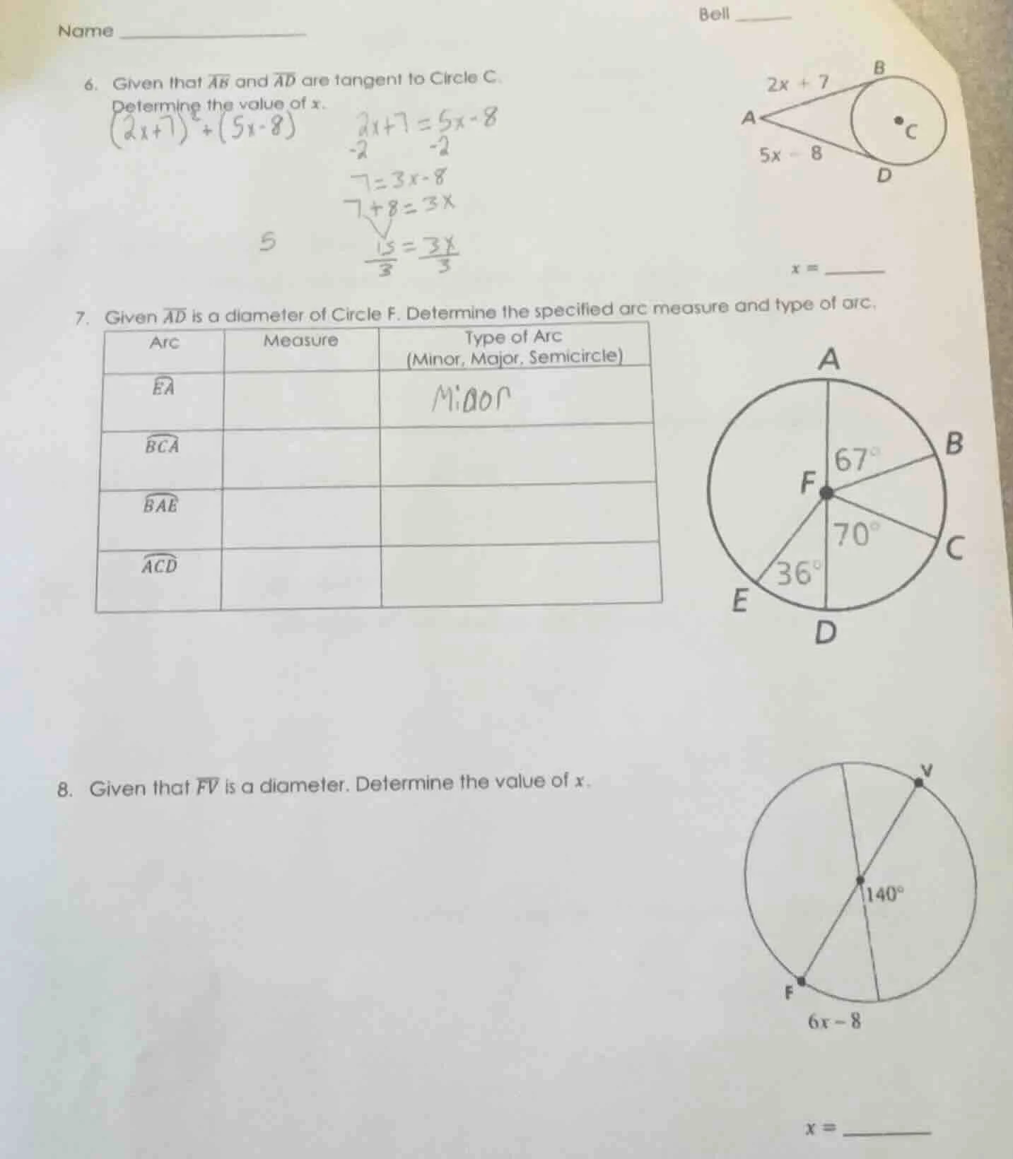 name _______bell _______6. given that $overline{ab}$ and $overline{ad}$…