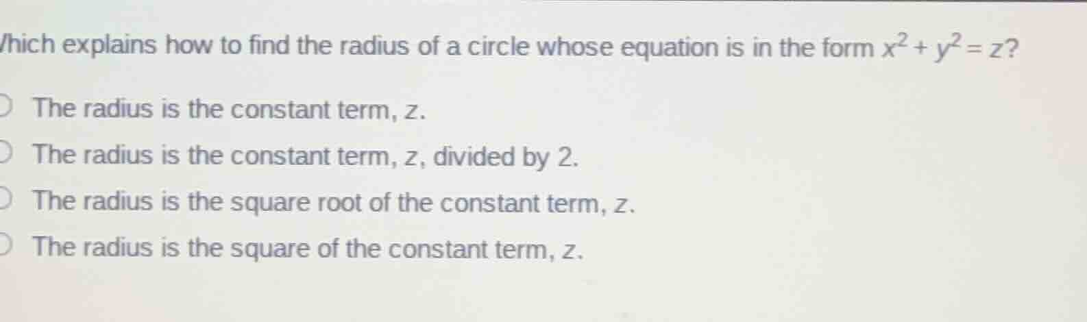 which explains how to find the radius of a circle whose equation is in …