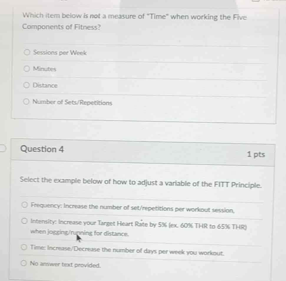 which item below is not a measure of \time\ when working the five compo…