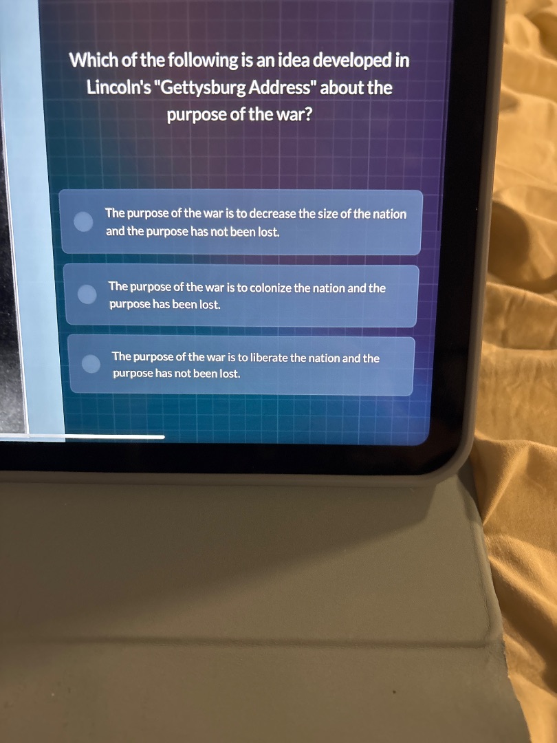 which of the following is an idea developed in lincolns \gettysburg add…