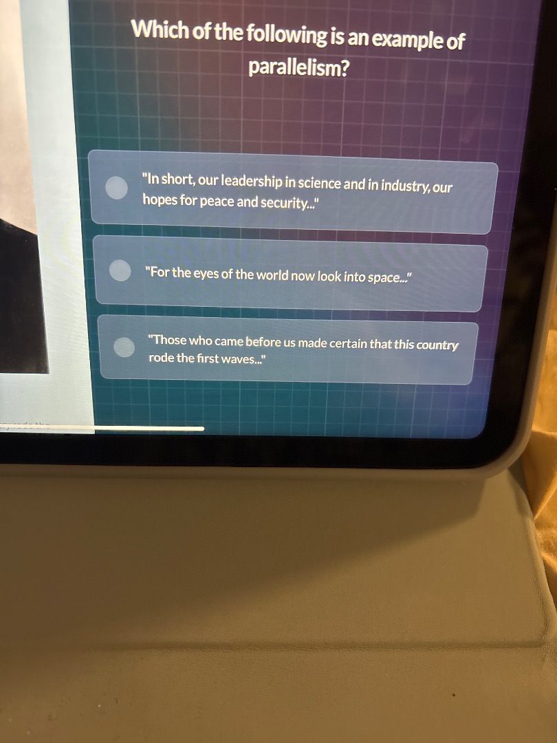 which of the following is an example of parallelism? \in short, our lea…